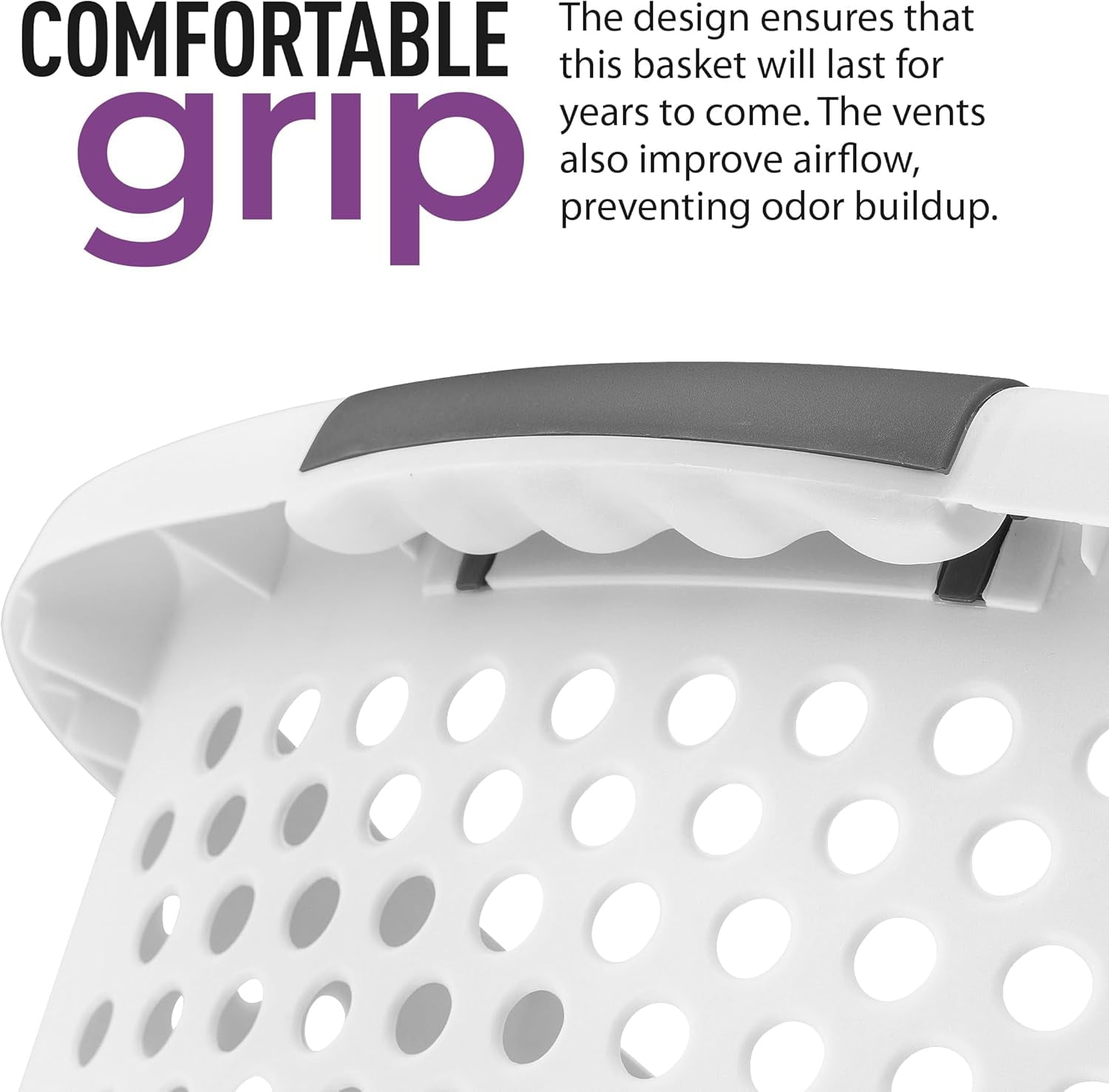 Large Laundry Baskets With Handles, 54 Liter Basket Laundry Bin, Hip Hugging Stackable Laundry Basket for Laundry, Plastic Laundry Baskets, Washing Basket Laundry Organizer, By Superio