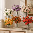 thumbnail image 3 of Artificial Rose Bouquet Faux Silk Flower Arrangement in Vase for Wedding Centerpieces Home Table Decor Office Party Decoration 20.87 Inch Tall Plastic Realistic Fake Roses,Yellow, 3 of 5