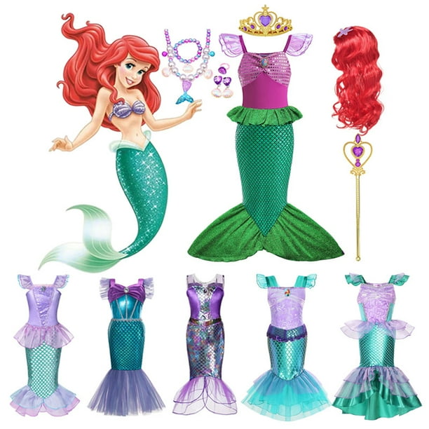 Disney vestido de la Sirenita Ariel para nina conjunto de disfraz de sirena ropa de fiesta de cumpleanos y Carnaval Walmart en linea