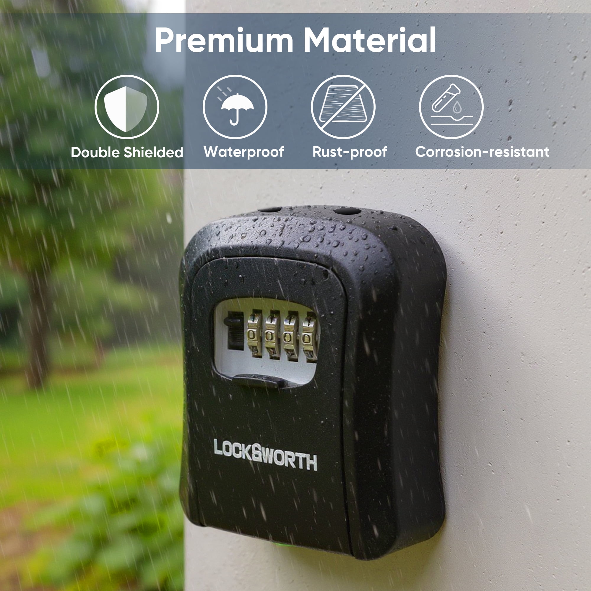 LOCKSWORTH Key Lock Box, 9 keys Wall Mounted Lock Box with Shutter for Keys Outdoor, Lockboxes for Realtors Home Office