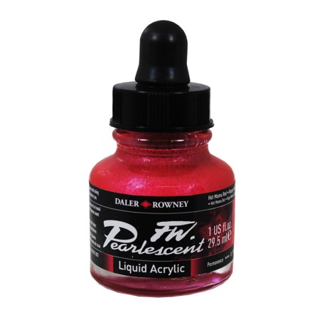 UPC: 0000050788828 | Daler-Rowney FW Pearlescent Liquid Acrylic  1 oz. Bottle  Hot Mama Red