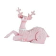 thumbnail image 3 of CoudarTitie Christmas Reindeer Statue Animal Adornment Home Decor for Porch Patio Office Pink Sitting, 3 of 9