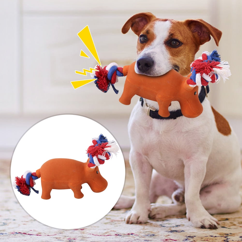 OTVIAP Pet Toy,2 pcs Cute Rhinoceros Hippo Grunting Squeak Latex Pet