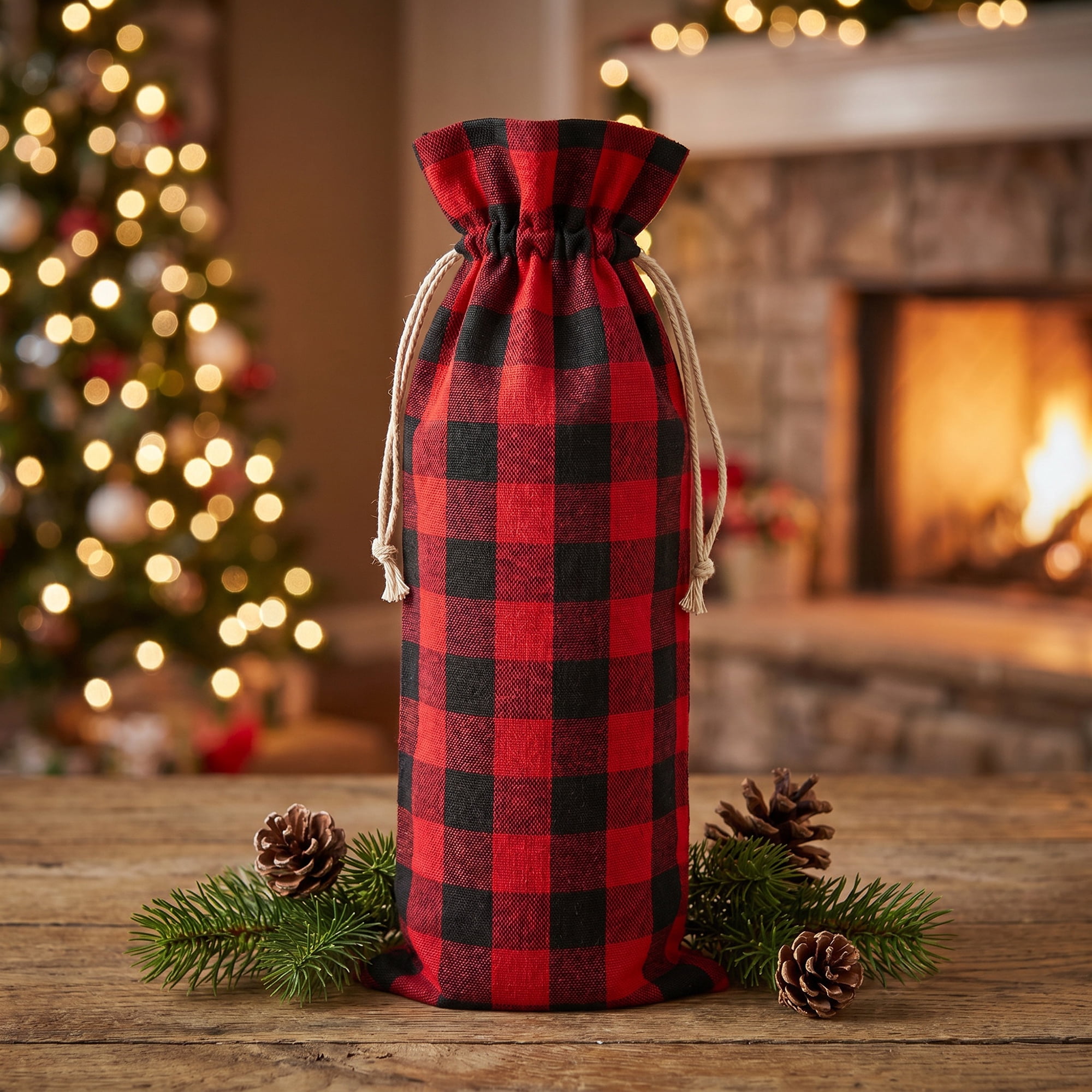 Unique Bargains Elegant Drawstring Wine Bottle Gift Bags with Handles Red 5.9" x 13.8"