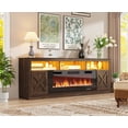 thumbnail image 5 of Fireplace TV Stand for 80/85/90 Inch TV with 50" Electric Fireplace, 82.7" Farmhouse Entertainment Center with LED Lights, Tall Media Console with Barn Door for Living Room, Bedroom, 5 of 5