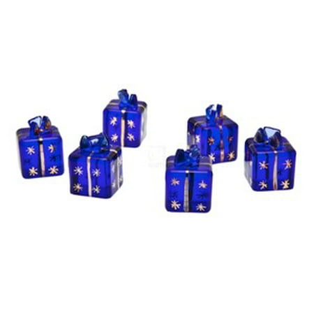 Gift Box Place Card Holder - Dark Blue Gift Box Present Place Card Holiday Christmas Decorative Menu Holders, Set of 6