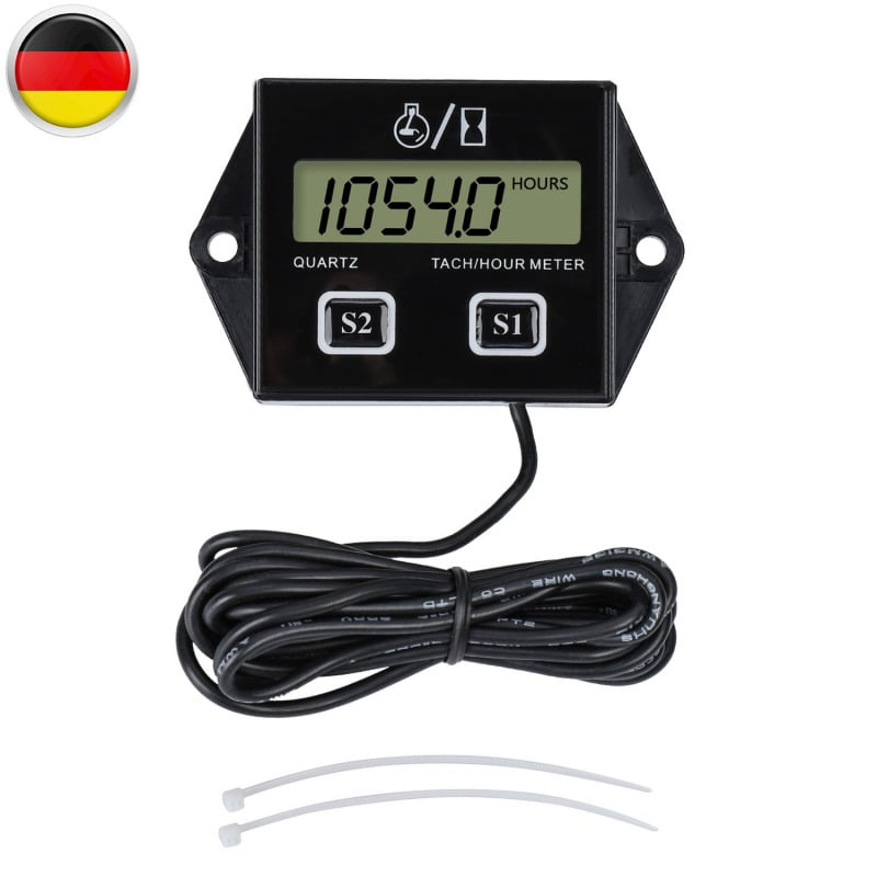 Small Digital Engine Tachometer Hour Meter Gauge Track Oil Change Inductive Hour Meter for Boat Lawn Mower Motorcycle Outboard Snowmobile Chainsaws