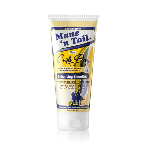 Mane 'n Tail Curls Day Enhancing Smoothie (6.5 Oz) – Defines Curls, Tames Frizz, & Promotes Healthy Hair Growth with Biotin, Argan & Castor Oils, Vitamin E, Paraben & Sulfate Free