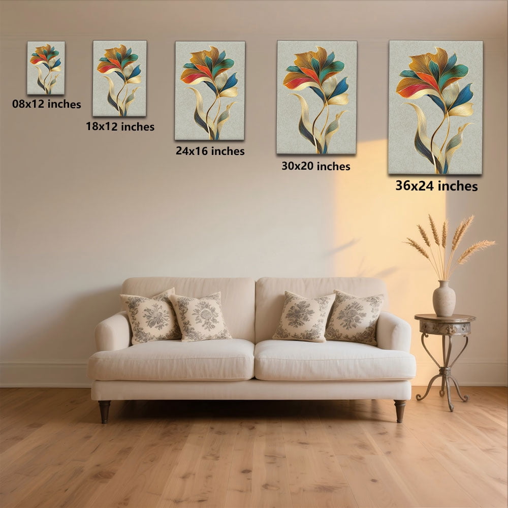 1pc Modern Artistic Floral Canvas Painting with Gold - Accented Leaves, framed Decor room hanging Wall Picture Decor for Home Gifts, living room, bathroom, bedroom, kitchen wall art decor canvas wall