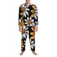 thumbnail image 3 of Fotbe Yellow White Daisy Pattern Pijama de Hombre con Estampado de Manga Larga, Conjunto de 2 Piezas, Ropa de Dormir Suave y Cómoda con Bolsillos-Small, 3 of 7