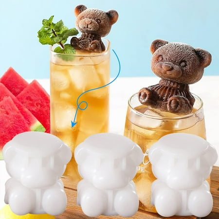 

Bear Ice Mold Cute 3D DIY Pudding Mould，Ice Coffee Juice Cocktail Mould Ice Cube Trays Mold Candy Soap Candle Mold Bear Silicone Molds for Party Cake Decoration(2 PCS) (Small Size)