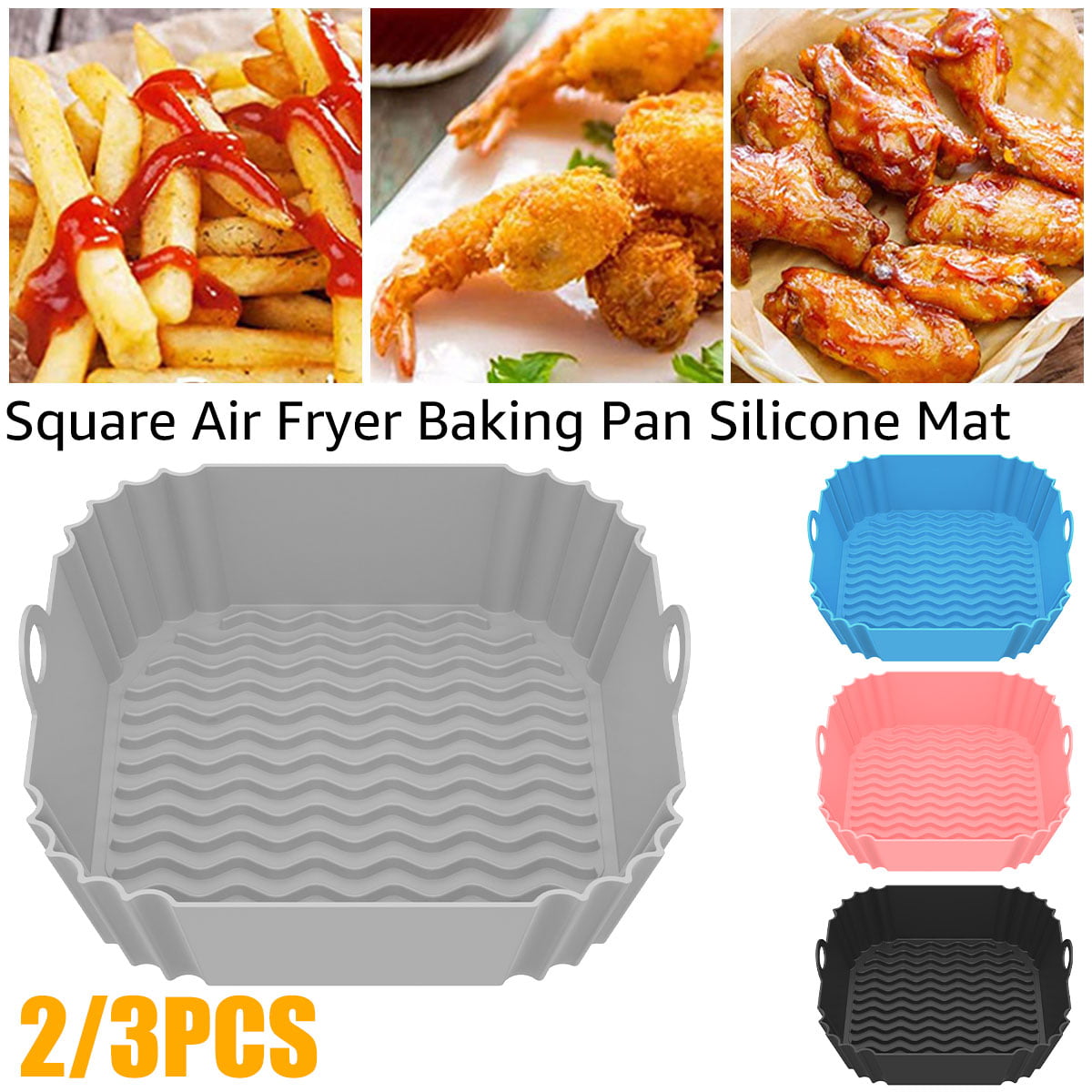 Reusable Air Fryer Liner Square Silicone Tray Mat Grill Pizza Oven Baking  Trays Pan Mat Chicken Basket Mat Air Fryer Silicone Pot Kitchen Baking  Accessories - Temu