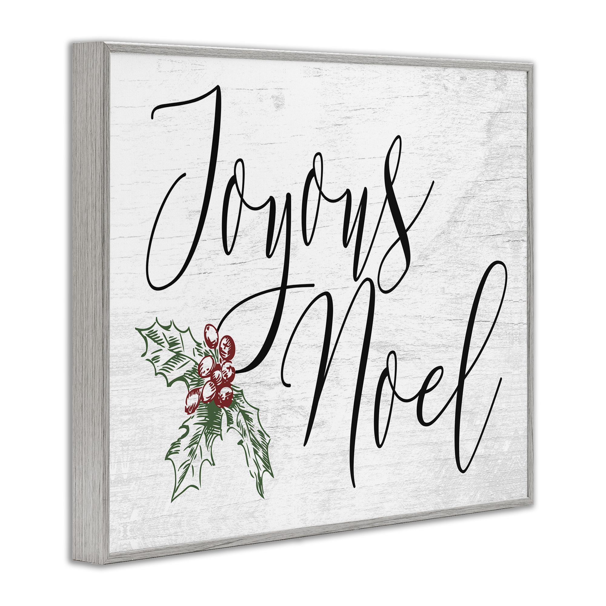 Stupell Industries Joyous Noel Christmas Botanicals Holiday Painting Gray Framed Art Print Wall Art, 30 x 24