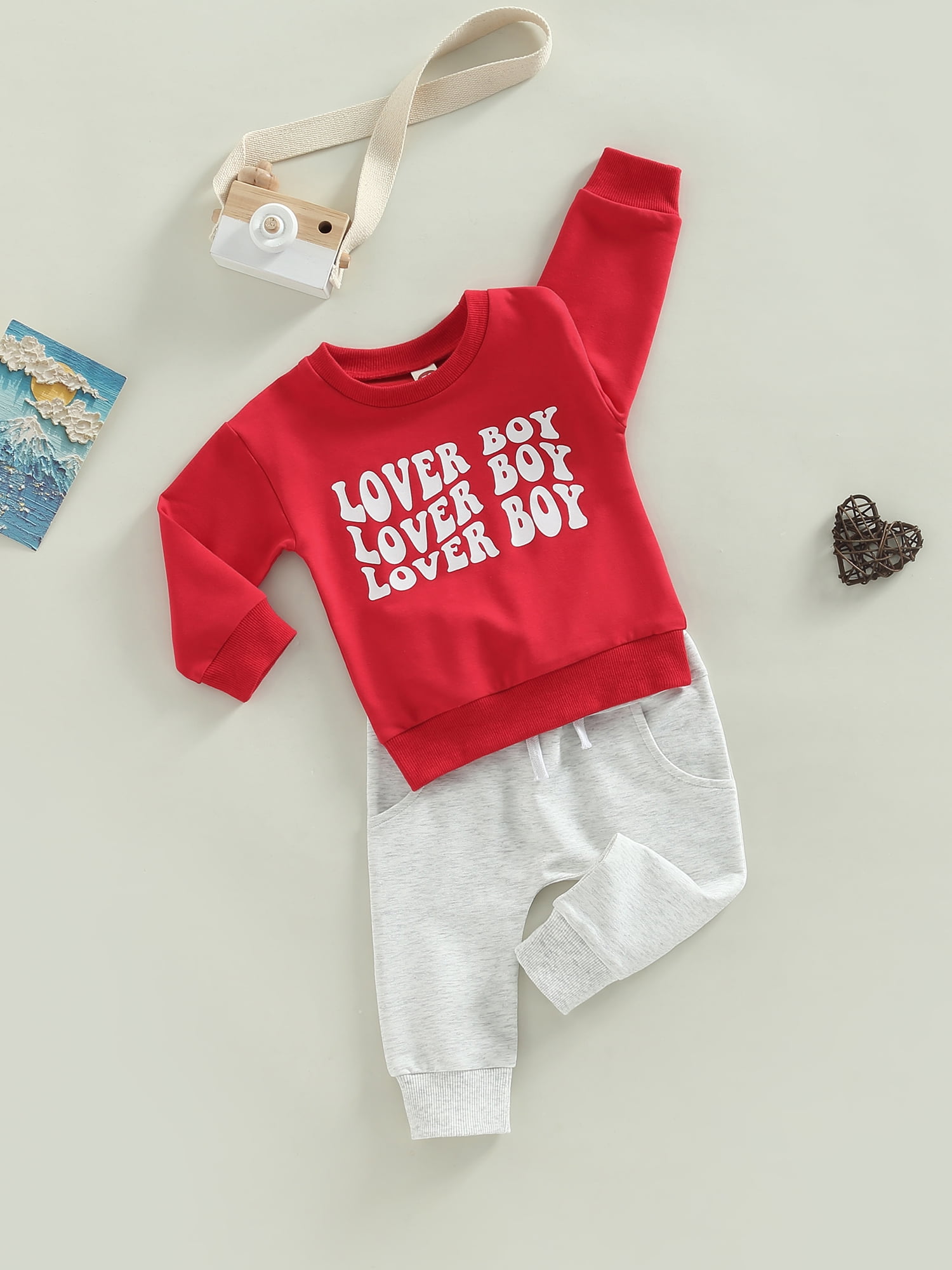 Gueuusu Pagliaccetto Per Bambino/a San Valentino – Manica Lunga Con Stampa Cuore E Ricamo – Morbido Misto Cotone – Taglie 0-18 Mesi (Khaki) - 5