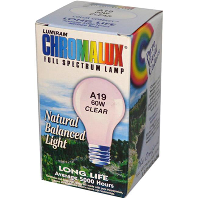 Lumiram - Chromalux A19 60W Clear Bulb Full Spectrum - Walmart.com