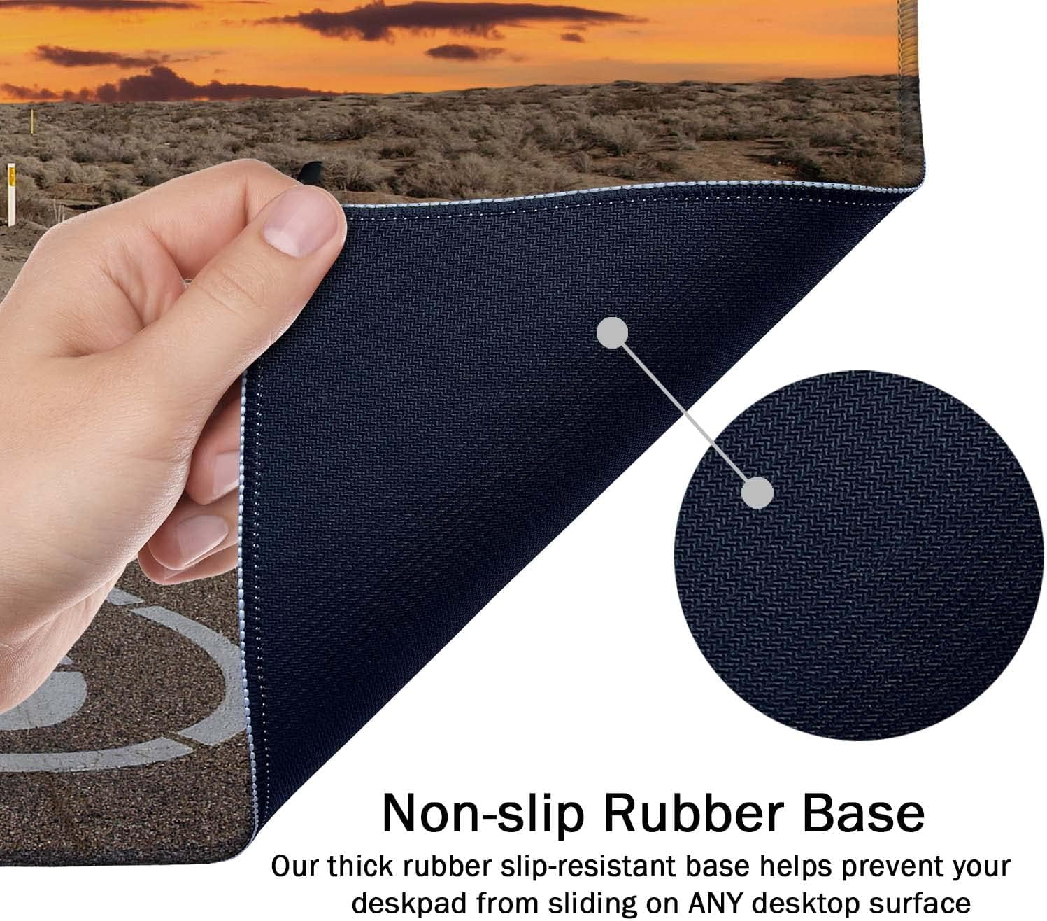 Large Mouse Pad, Full Desk XXL Extended Gaming Mouse Pad 35.5" X 15.7", Waterproof Desk Mat Stitched Edges, Non-Slip Laptop Computer Keyboard Mousepad for Office and Home, Famous US Route 66