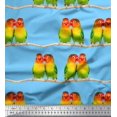 thumbnail image 1 of Soimoi Modal Satin Fabric Branch & Colorful Parrot Bird Fabric Prints by Yard 42 Inch Wide, 1 of 3