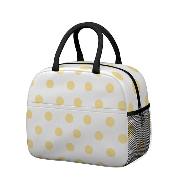 Insulated Lunch Bag for Women, Floral Print Oxford Fabric Lunch Box, Leakproof Thermal Cooler Tote for Work, School & Picnic, Vintage Dot Print