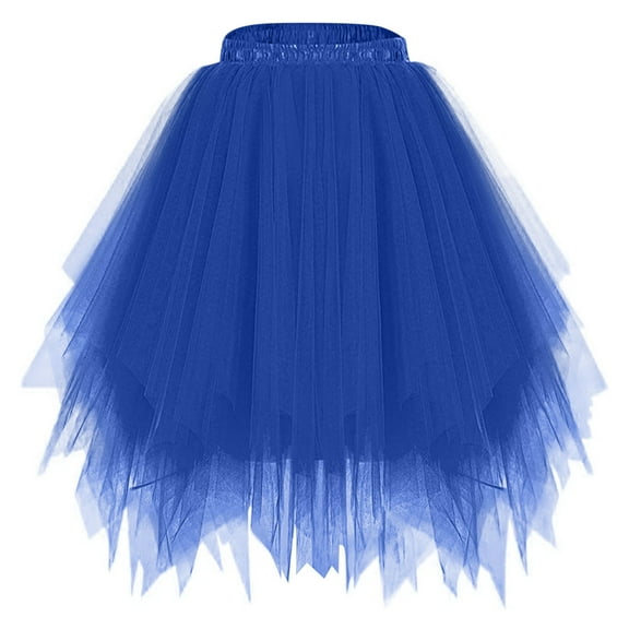 purcolt Tulle Skirts for Women 2 Layered High Low Asymmetrical Midi Length Elastic Waist Mesh Party Tutu Skirts