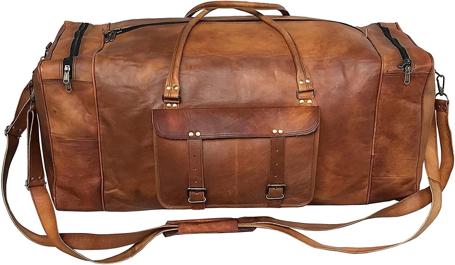 Cuero Bags 32 inches Handmade Duffel Bag for Travel, Brown