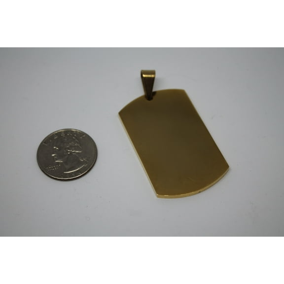 CUSTOM ENGRAVE SOLID STAINLESS STEEL GOLD IPG THICK DOG TAG NO CHAIN