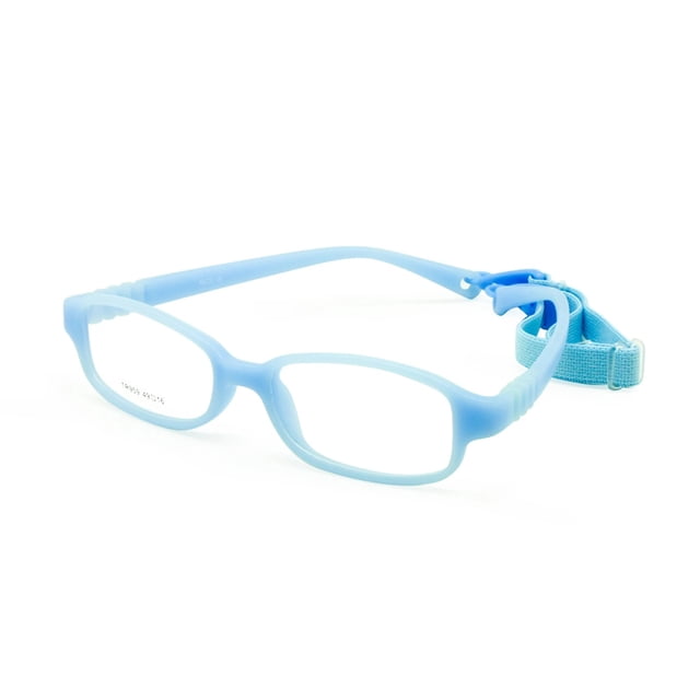 Gafas para niños y niñas, montura de gafas ópticas con correa, tamaño 49-16,6-8 años sin tornillo, gafas flexibles de una pieza para niños con cordón