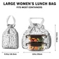 thumbnail image 5 of Black and White Halloween Ghosts Drawstring Lunch Bag Women - Drawstring Lunch Bag Insulated for Work Office - Stain-Resistant Large Lunchbags for Women with Multi-Pockets, 5 of 6