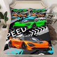 thumbnail image 2 of Homewish Orange Racing Car Bed Sheets,Abstract Gray Graffiti King Sheets,Speed Competition Sheet Set For Boys Kids,Ultra Soft Home Decor,4-Piece, 2 of 7