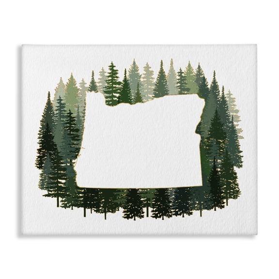 Stupell Industries Farmhouse Oregon State Outline Green Pine Tree Forest Canvas Art, 20 x 16, by Ziwei Li