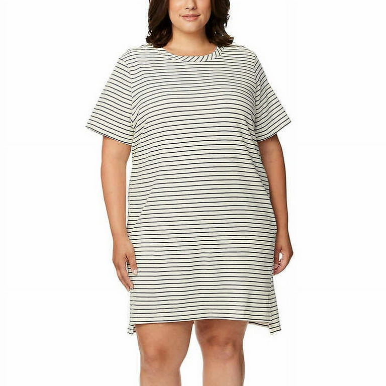 Buffalo Women's Striped Soft Cotton Blend Jersey T-shirt Mini Dress (Black,  L) - Walmart.com