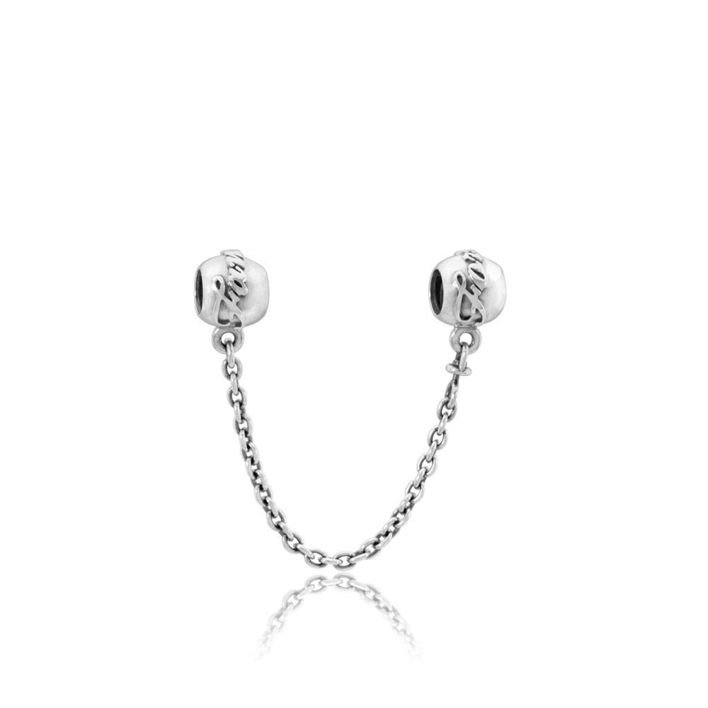 PANDORA Pandora Family Ties Silver Safety Chain Bracelet 79178805