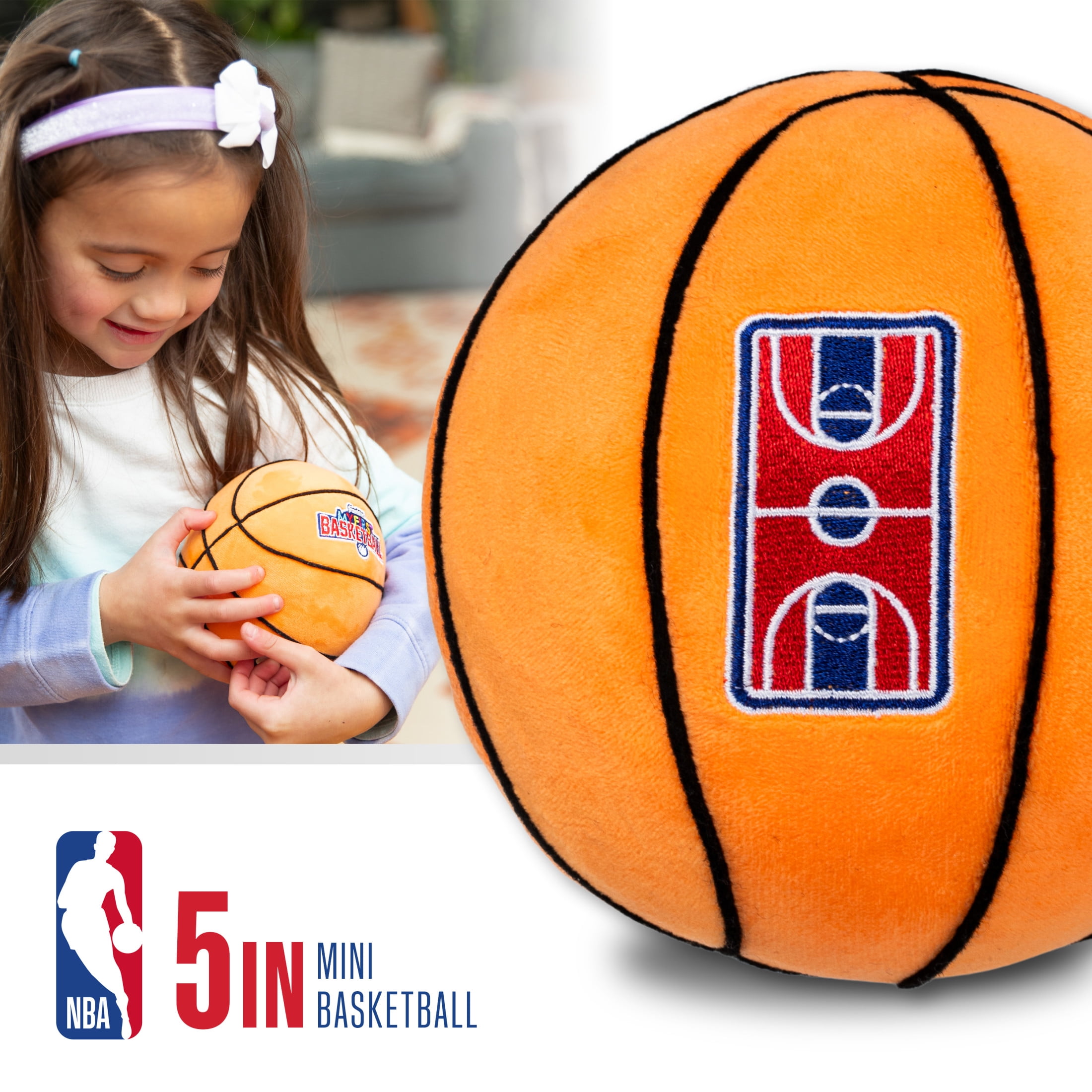 Franklin Sports Kids Soft Plush Basketball - NBA MyFirst Basketball Stuffed Basketball Plush for Kids - Soft Kids Basketball + Stuffed Plush - Fun Kids Basketball Room Decoration - 5"