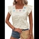 thumbnail image 3 of Blusa de Verano con Bordado Floral y Mangas Acampanadas para Mujer, con Cuello Cuadrado y Textura. Lago Verde L, 3 of 8