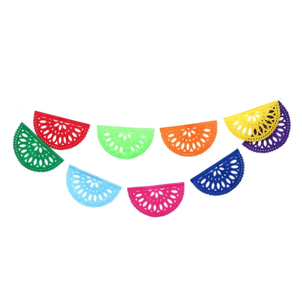 KAKOWELY Banderines semicirculares para el Día de los Muertos, guirnalda colgante de fieltro, suministros para fiestas temáticas mexicanas, decoración