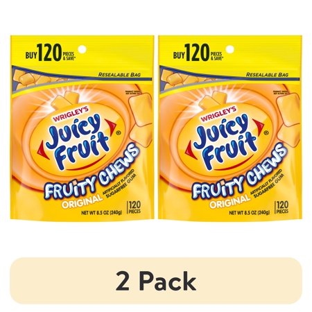 (2 pack) Juicy Fruit Chewing Gum, Value pack - 120 Count Bulk Gum Bag
