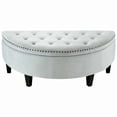 thumbnail image 5 of Nathan Velvet Modern Contemporary Button Tufted Gold Nailhead Trim Half Moon Storage Ottoman, Light Grey, 5 of 8
