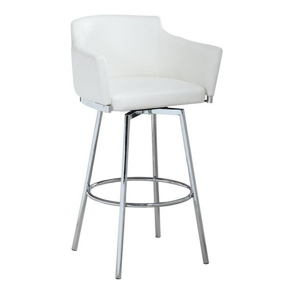 Milan Dahlia 40.4" Modern Club Bar Stool with Memory Swivel in White