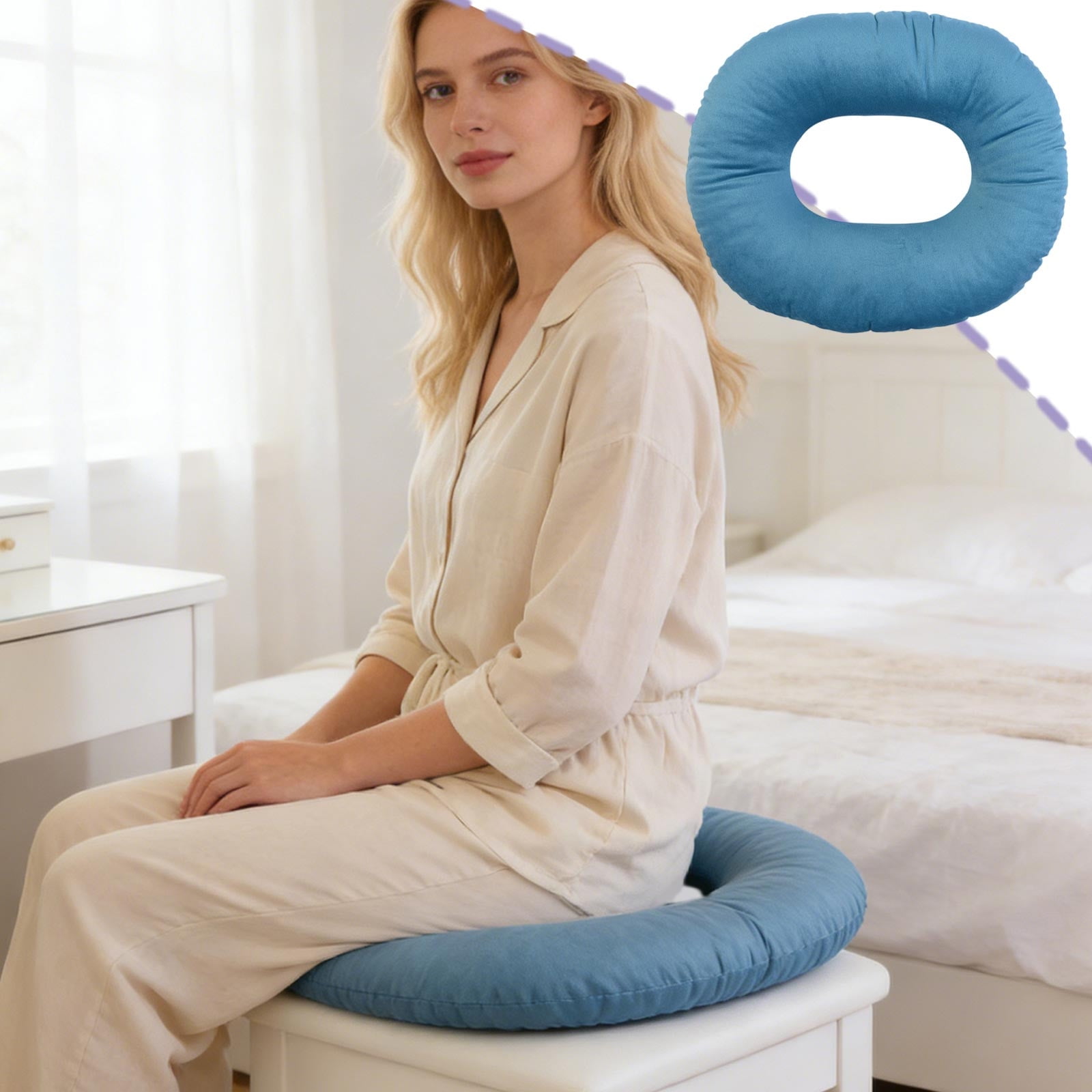 Staron Pressure Relief Cushion for Bed Sores, Oval Donut Pillow for Coccyx Tailbone Pain, Washable Zippered Seat Cushion for Bedridden Seniors Office Chair Car Home Hospital