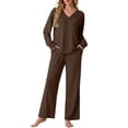 thumbnail image 6 of Cueply Lounge Sets for Women 2 Piece Outfits Fall Long Sleeve Knit Sweater Top Wide Leg Pants Loungewear Winter Matching Set, 6 of 8