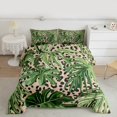 thumbnail image 2 of Manfei Green Palm Leaf Queen Comforter Set for Teen, Fashion Leopard Cheetah Print Bedding Comforter Set, Tropic Plant Reversible Bedding Set, Super Cozy Room Decor, 3-Piece, 2 of 8