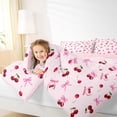 thumbnail image 3 of Manfei Red Cherry Pink Bow Print Twin Comforter Sets for Girls, Cute Fruit Ribbon Bows Bedding Set, Pink Reversible, 2pcs, 3 of 6