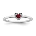 thumbnail image 1 of Diamond2Deal 14k White Gold Created Ruby Heart Ring for Women Size- 7, 1 of 2