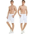 thumbnail image 4 of QPNGRP Men's Workout Stretch Shorts Casual Drawstring Elastic Zipper Pockets White 30, 4 of 8