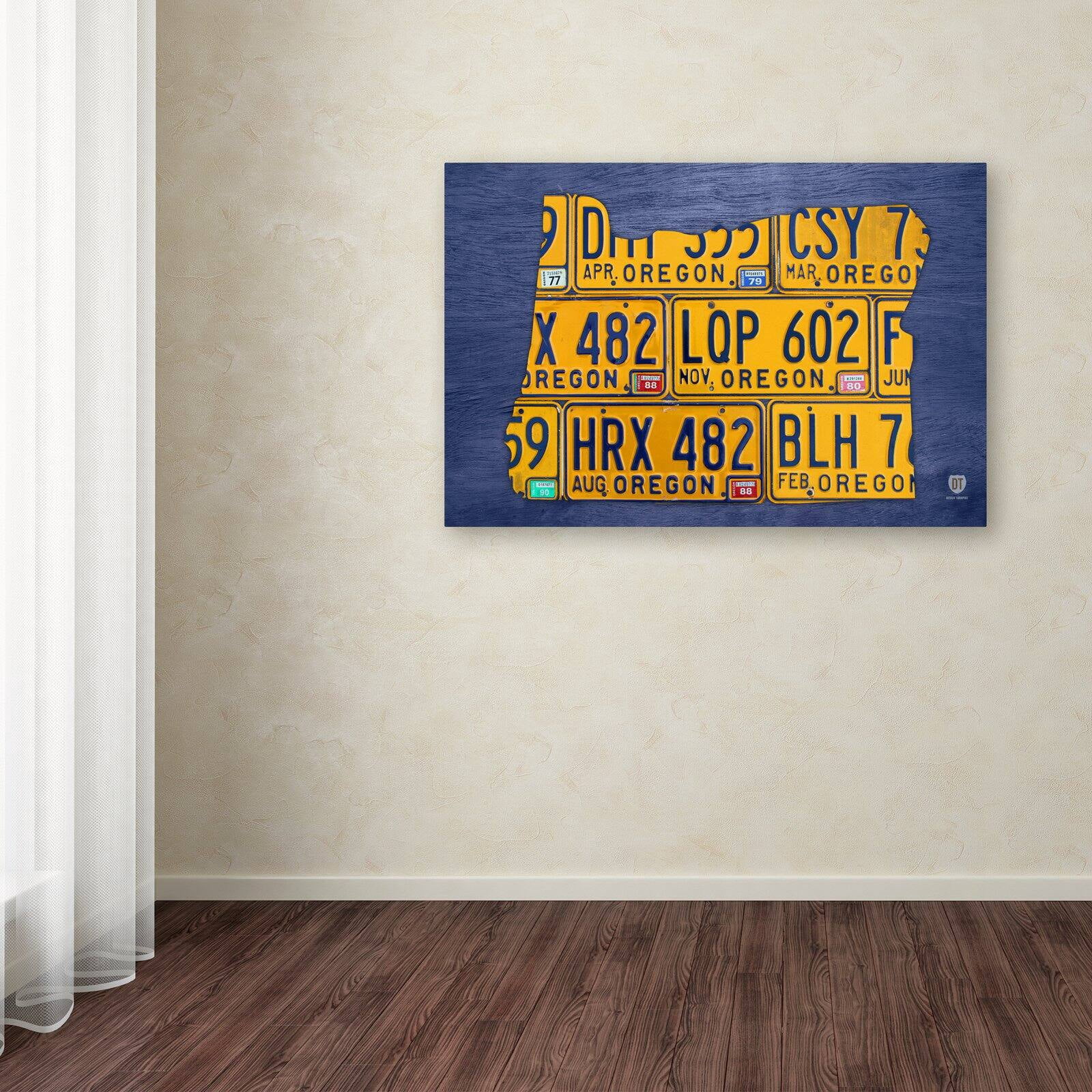 Trademark Fine Art 'Oregon License Plate Map' Canvas Art by Design Turnpike