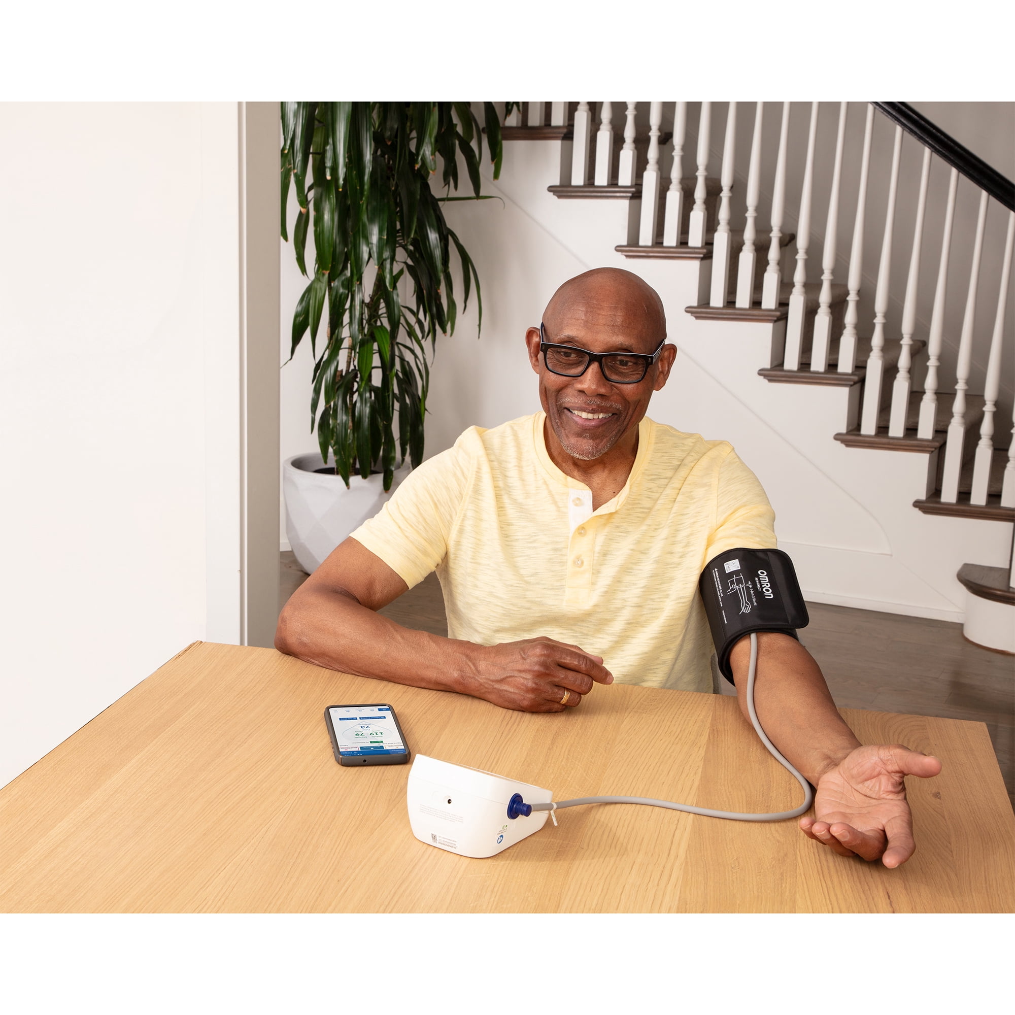 Omron SC-150 Digital Scale with Bluetooth Connectivity and 5 Series Digital Upper Arm Blood Pressure Monitor with D-Ring Cuff Kit, BP7255, SC-150