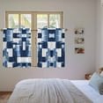 thumbnail image 4 of Blue Abstract Kitchen Curtains, Modern White Brush Texture Ombre Light Filtering Window Curtain Panels, 2Pcs Rod Pocket Window Treatments Set for Cabin Bathroom Bedroom 52x45 Inches, 4 of 9