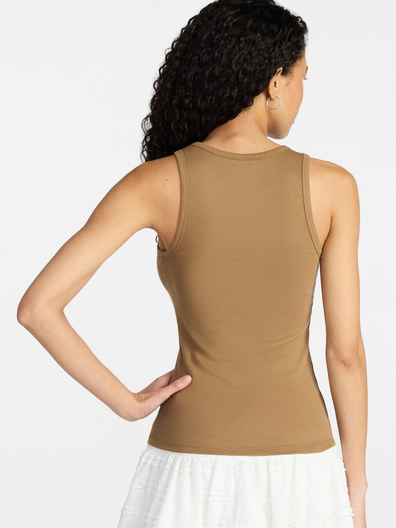 No Boundaries Ribbed High Neck Tank Top, Women's XXS-XXL