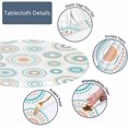 thumbnail image 3 of Circles Dots Tablecloth Round Kaleidoscope Orange Turquoise Ethnic Style Waterproof Wipeable Table Cloth Cover for Dining Room Fitted Table 40-44 inch, 3 of 6