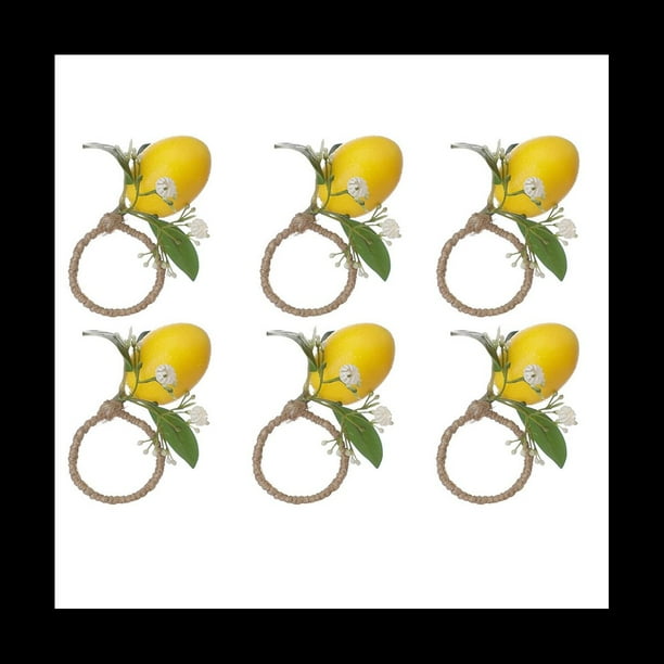 Juego de Servilleteros de LimóN de 6 Servilleteros de Hoja de Vid de LimóN para DecoracióN de Mesa de Comedor, Banquete, Boda, CumpleañOs, Navidad A