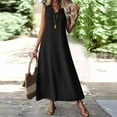 thumbnail image 2 of Wedding Guest Dresses For Women, Linen Tank Casual V Neck Sleeveless Maxi Dress Elegant Beach Holiday Loose Long Sundress With Pockets Sequin Mini Dress Women Dresses Work (XXL, Black) ZMTing, 2 of 5